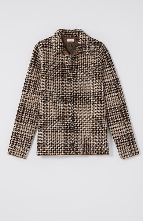 plaid button-front sweater