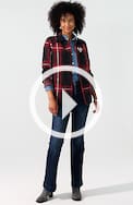 plaid button-front sweater