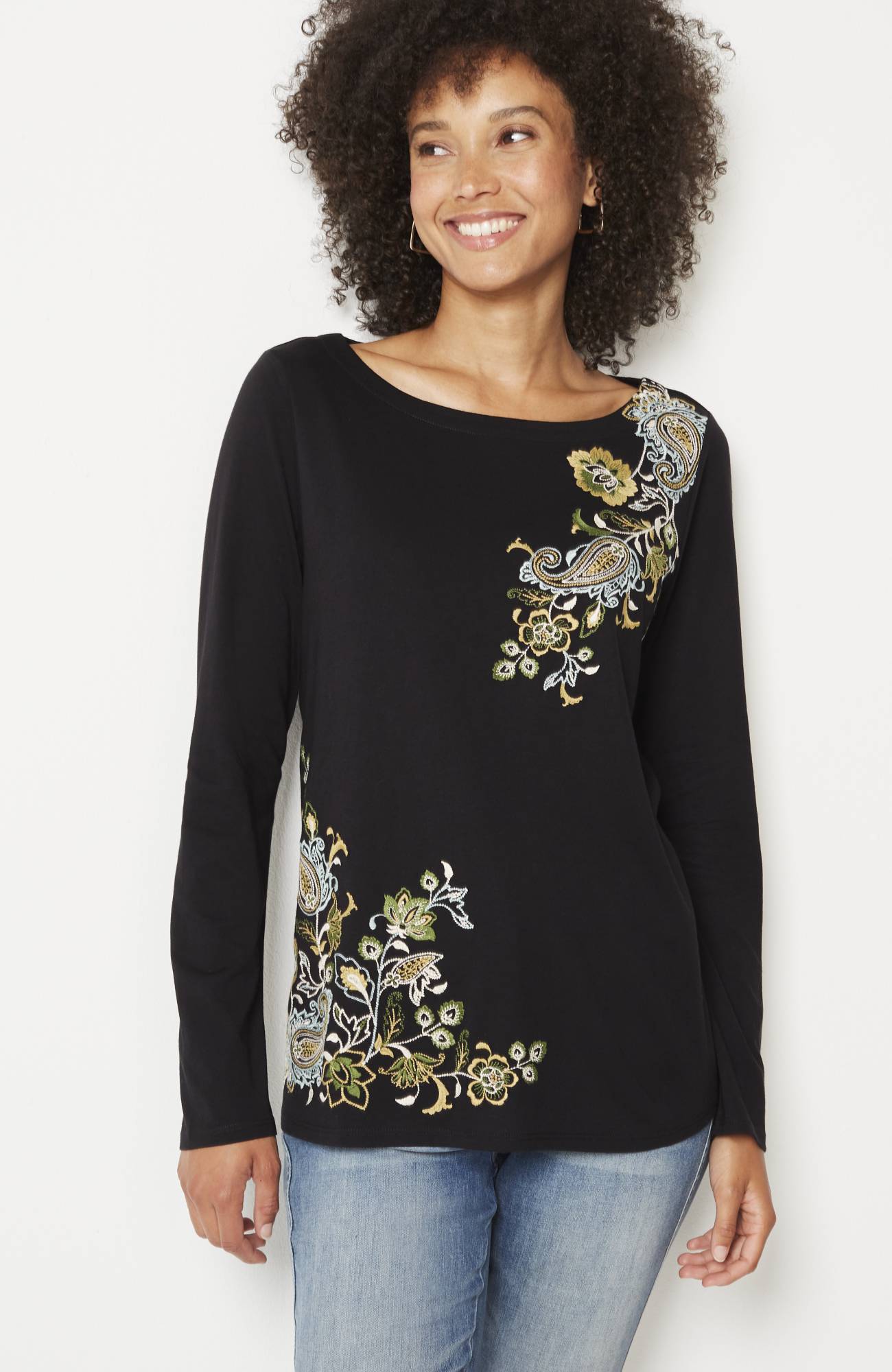 Multicolor-Embroidered Top