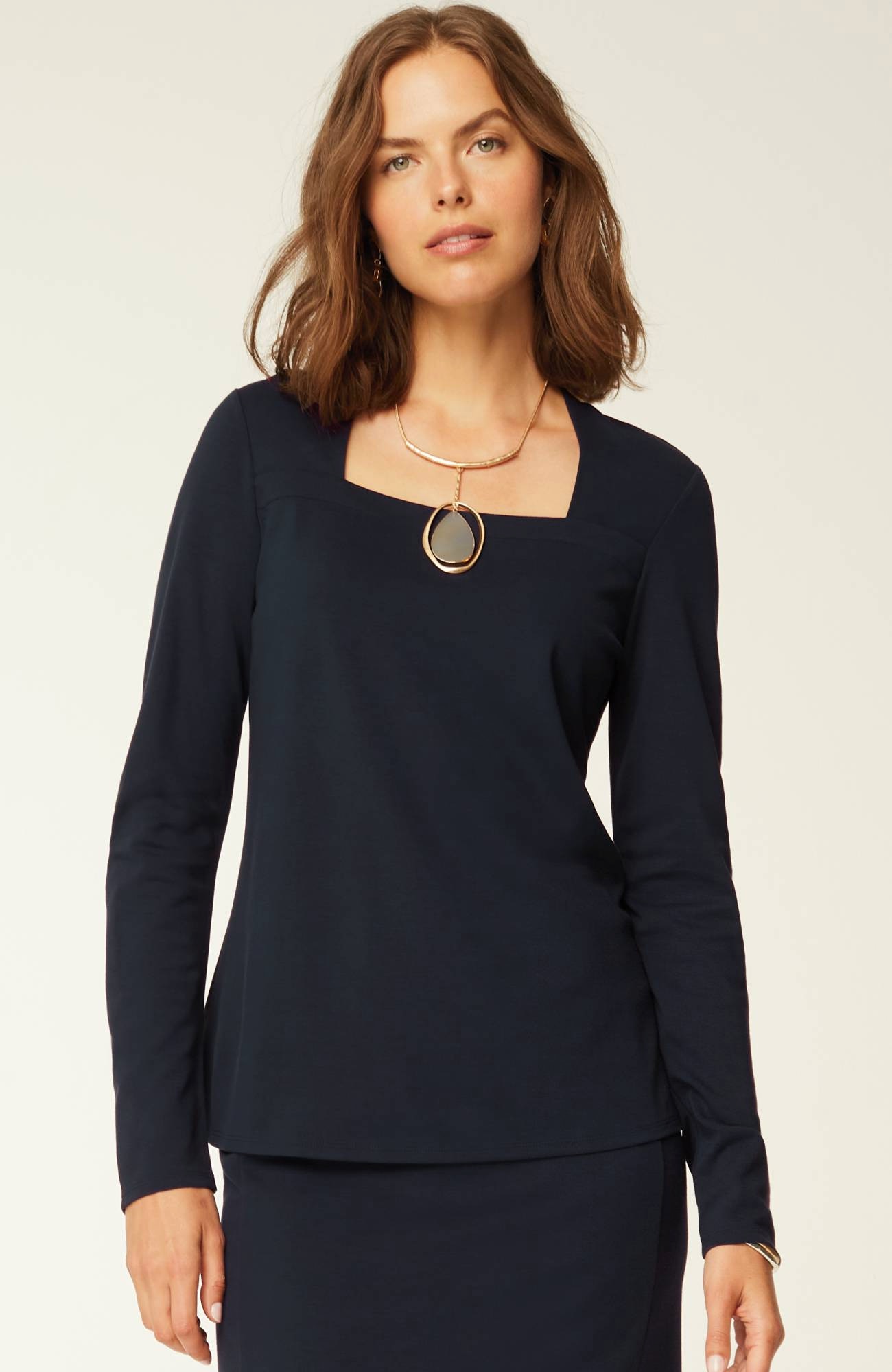 Wearever Double-Face Jersey Square-Neck Top