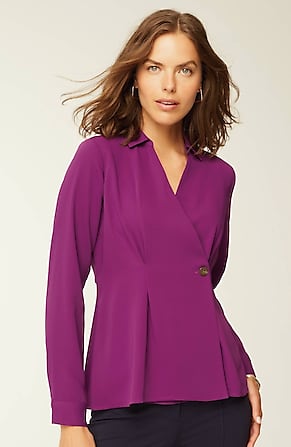 Image for Wearever Easy-Care Pleated One-Button Top