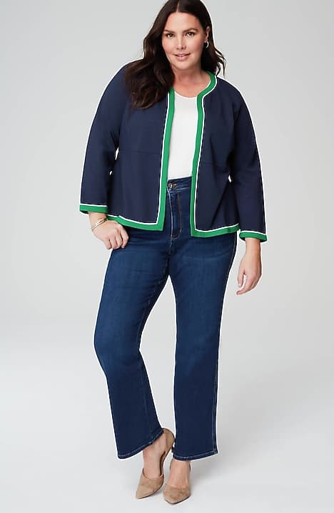 Wearever Double-Face Jersey Contrast-Trim Jacket JJill