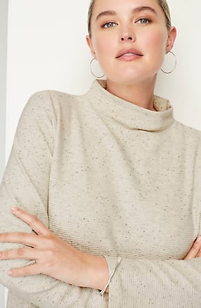 Pure Jill Satin-Neckline Velour Tunic