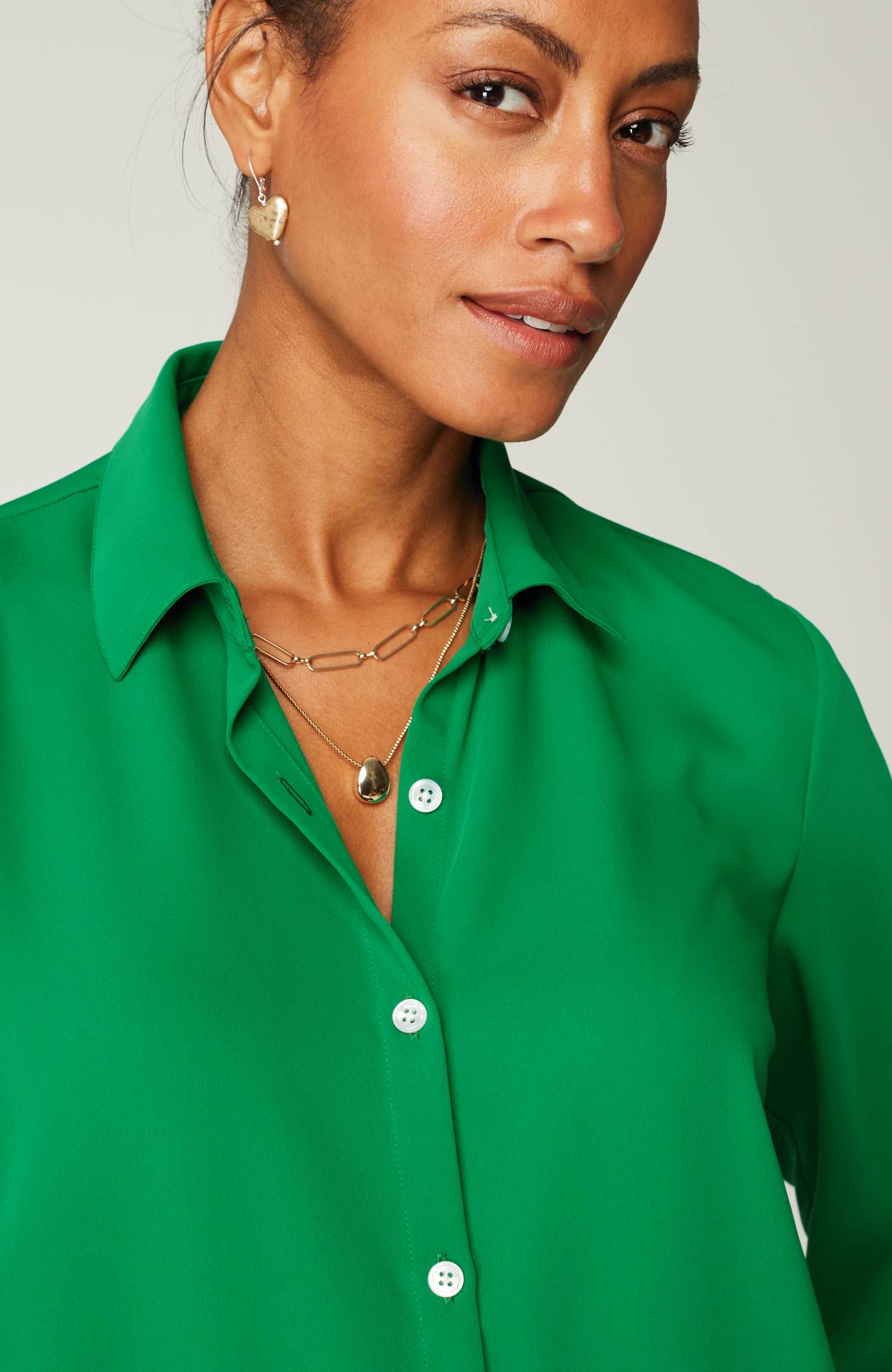 wearever easy-care a-line button-front shirt