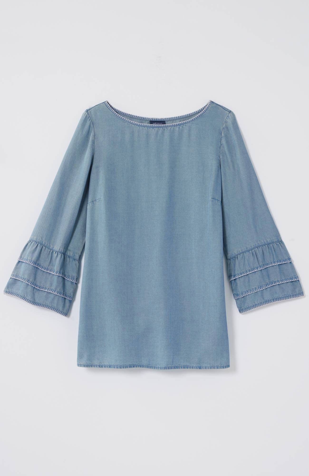 Bell-Sleeve Boat-Neck Top