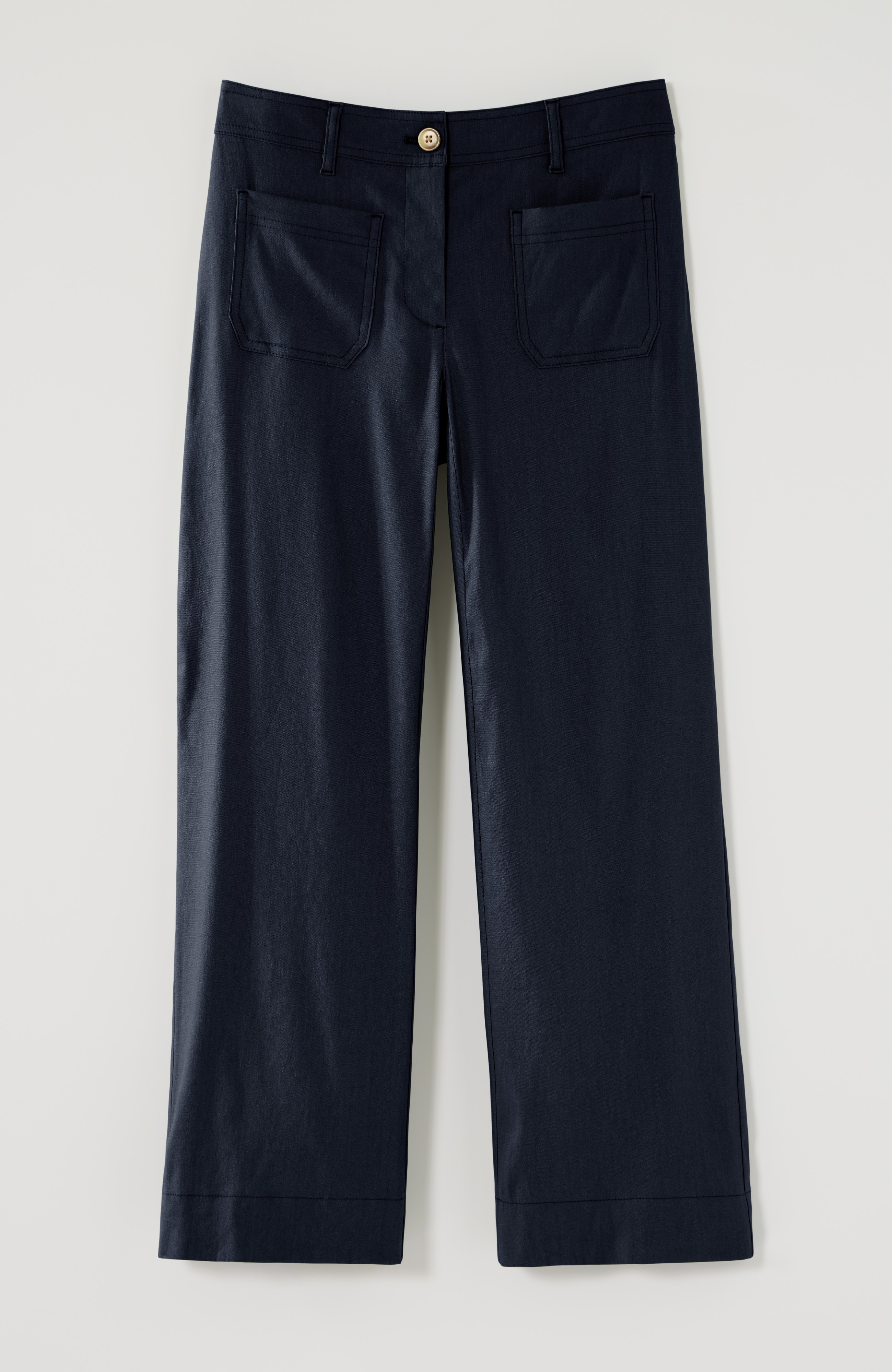 linen-stretch patch-pocket crops
