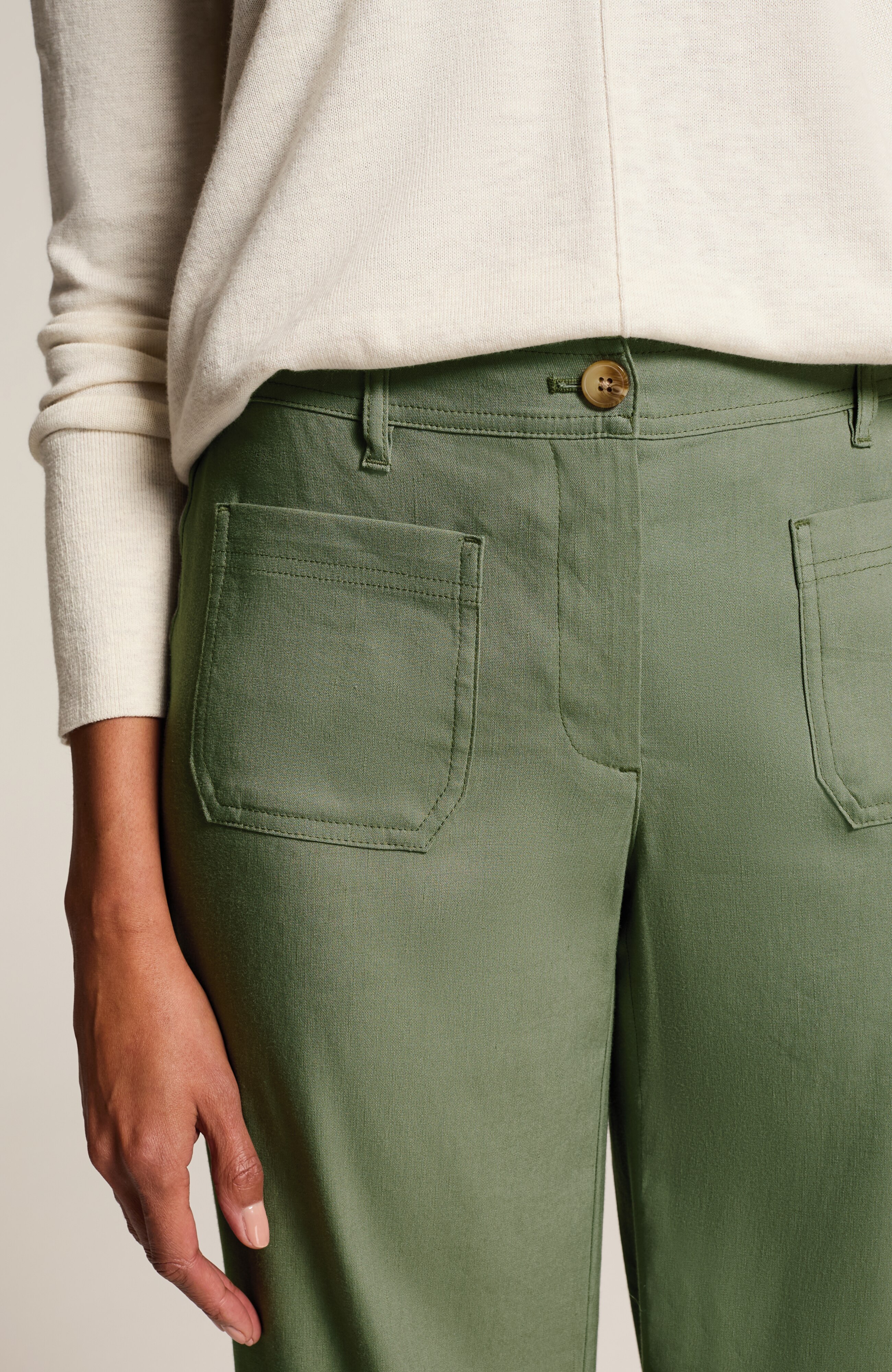 LINEN-STRETCH PATCH-POCKET CROPS | JJill