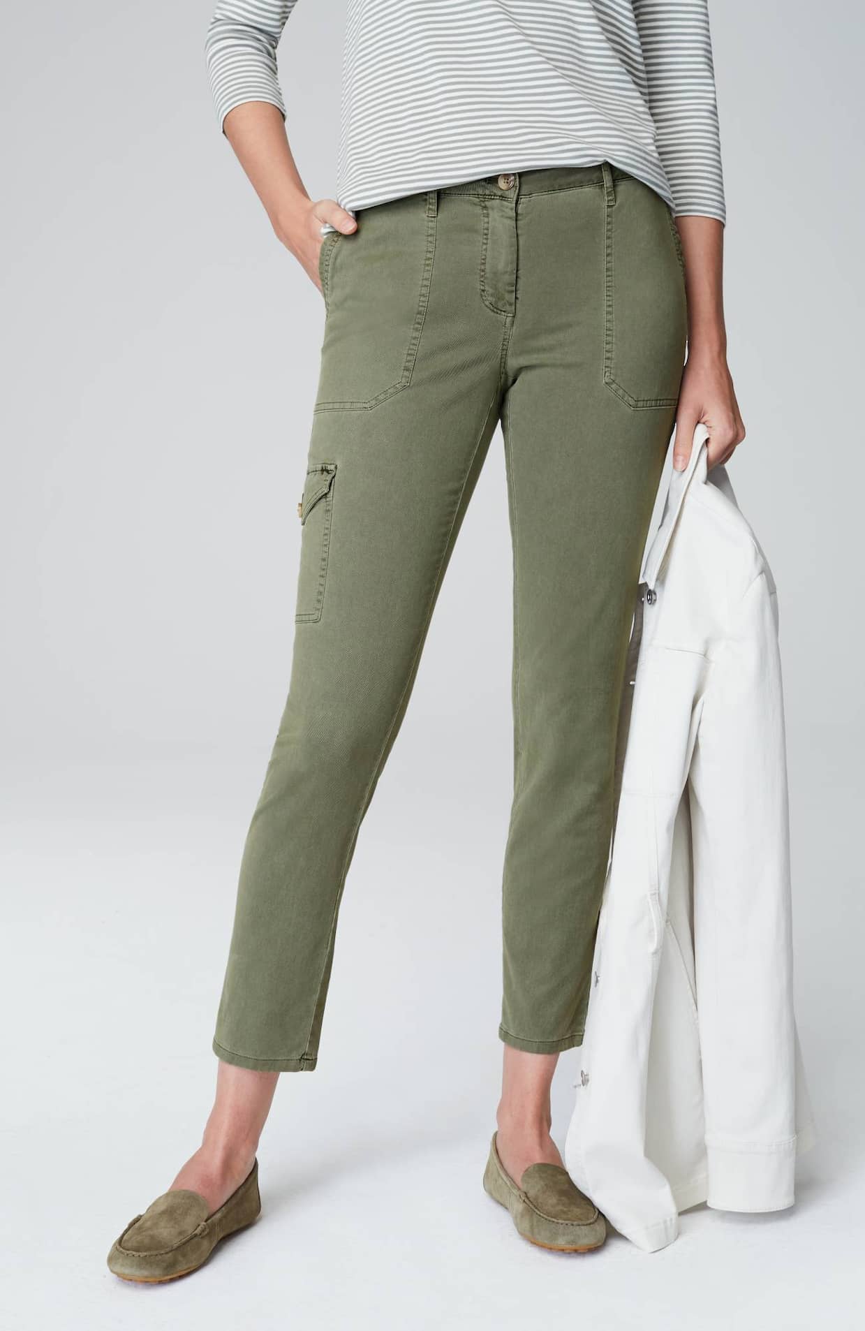 Women High Waisted Leaf Printed Loose Cargo Pants S-L - 4L38XC661