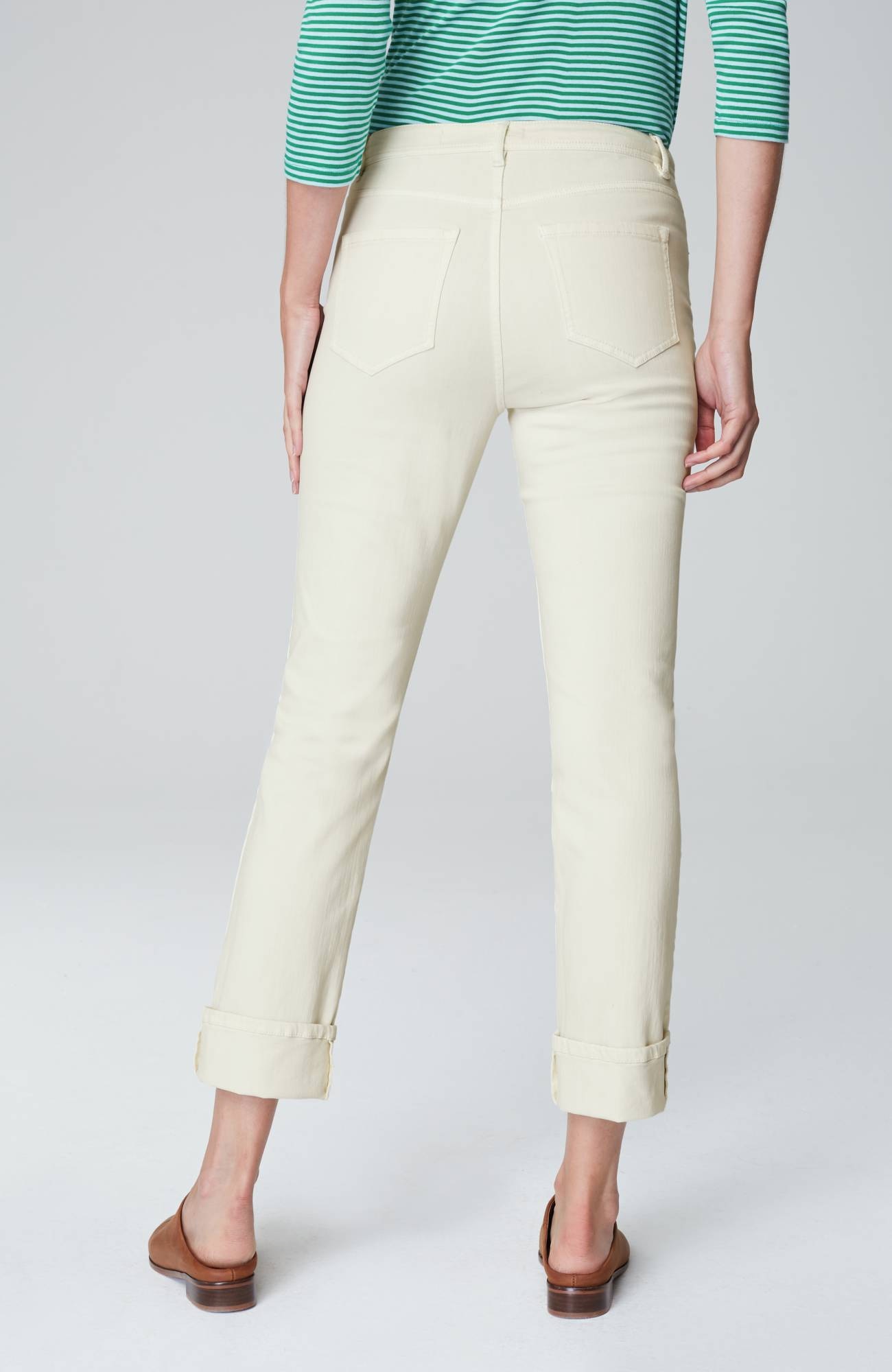 High-Rise Straight-Leg Cuffed Jeans