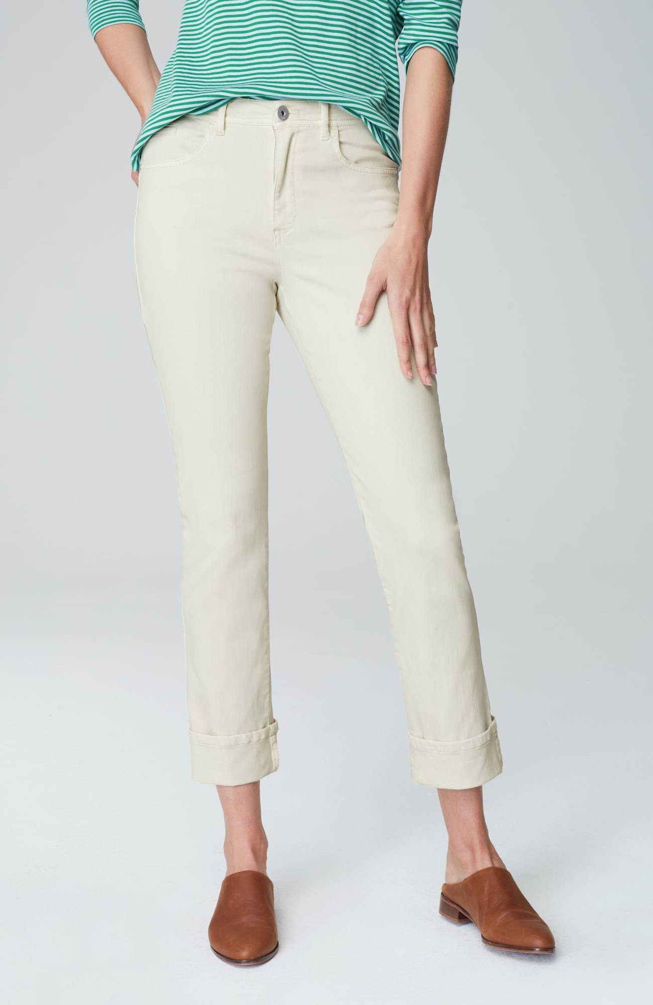 High-Rise Straight-Leg Cuffed Jeans