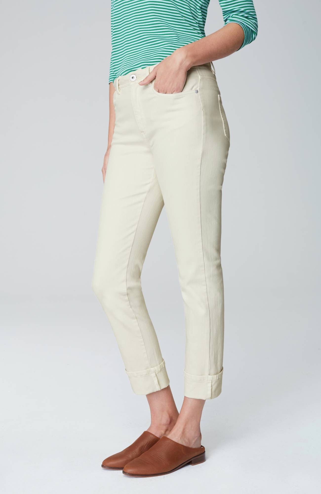 High-Rise Straight-Leg Cuffed Jeans