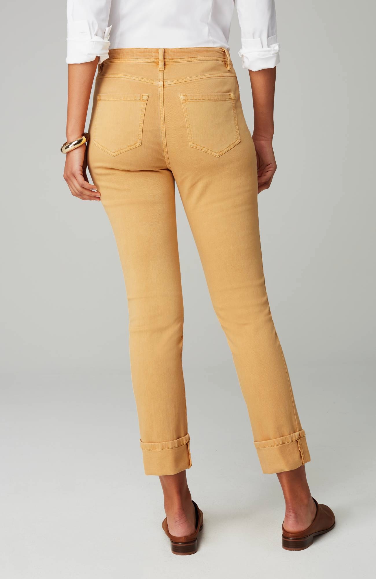 High-Rise Straight-Leg Cuffed Jeans