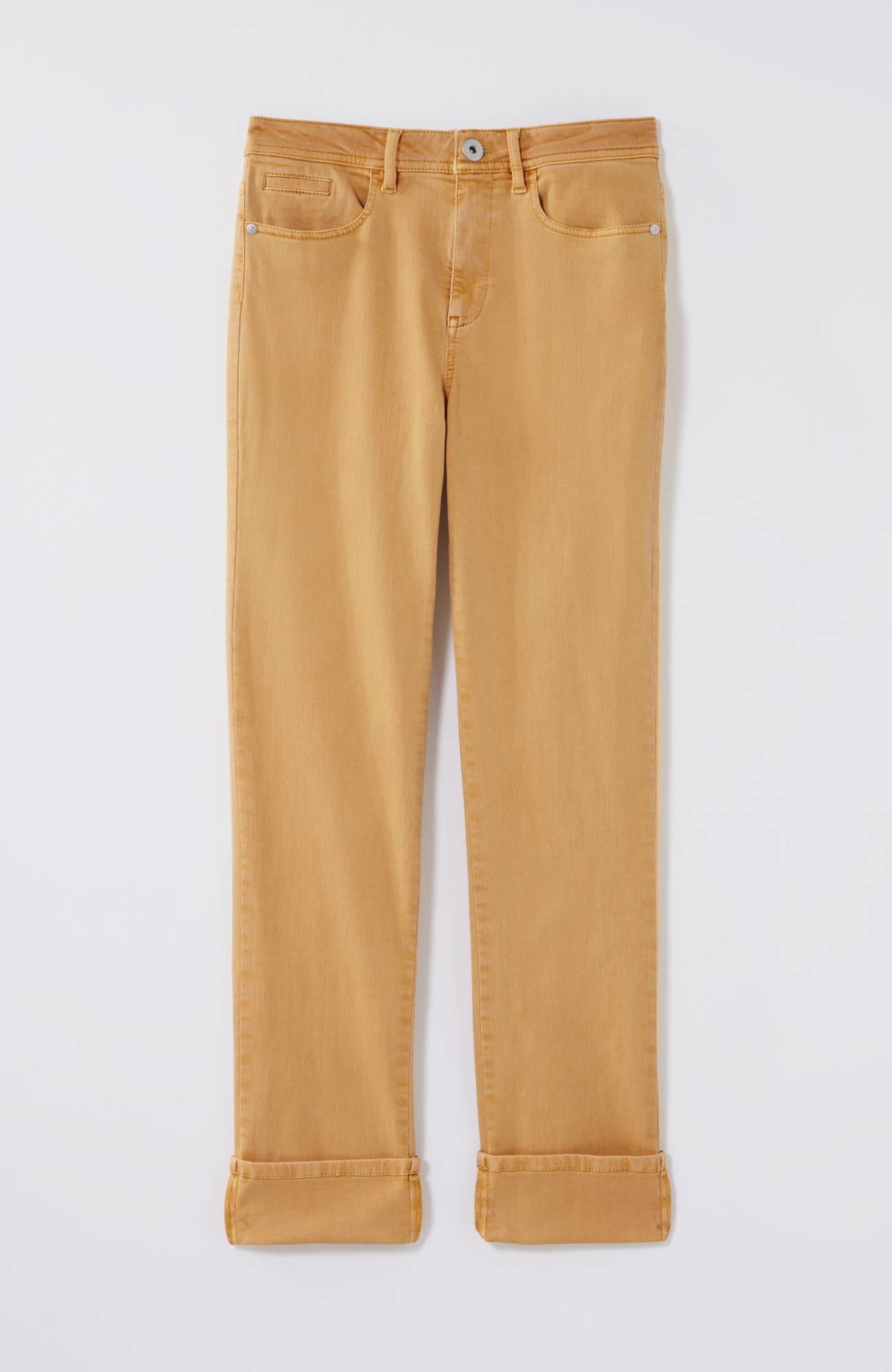 High-Rise Straight-Leg Cuffed Jeans