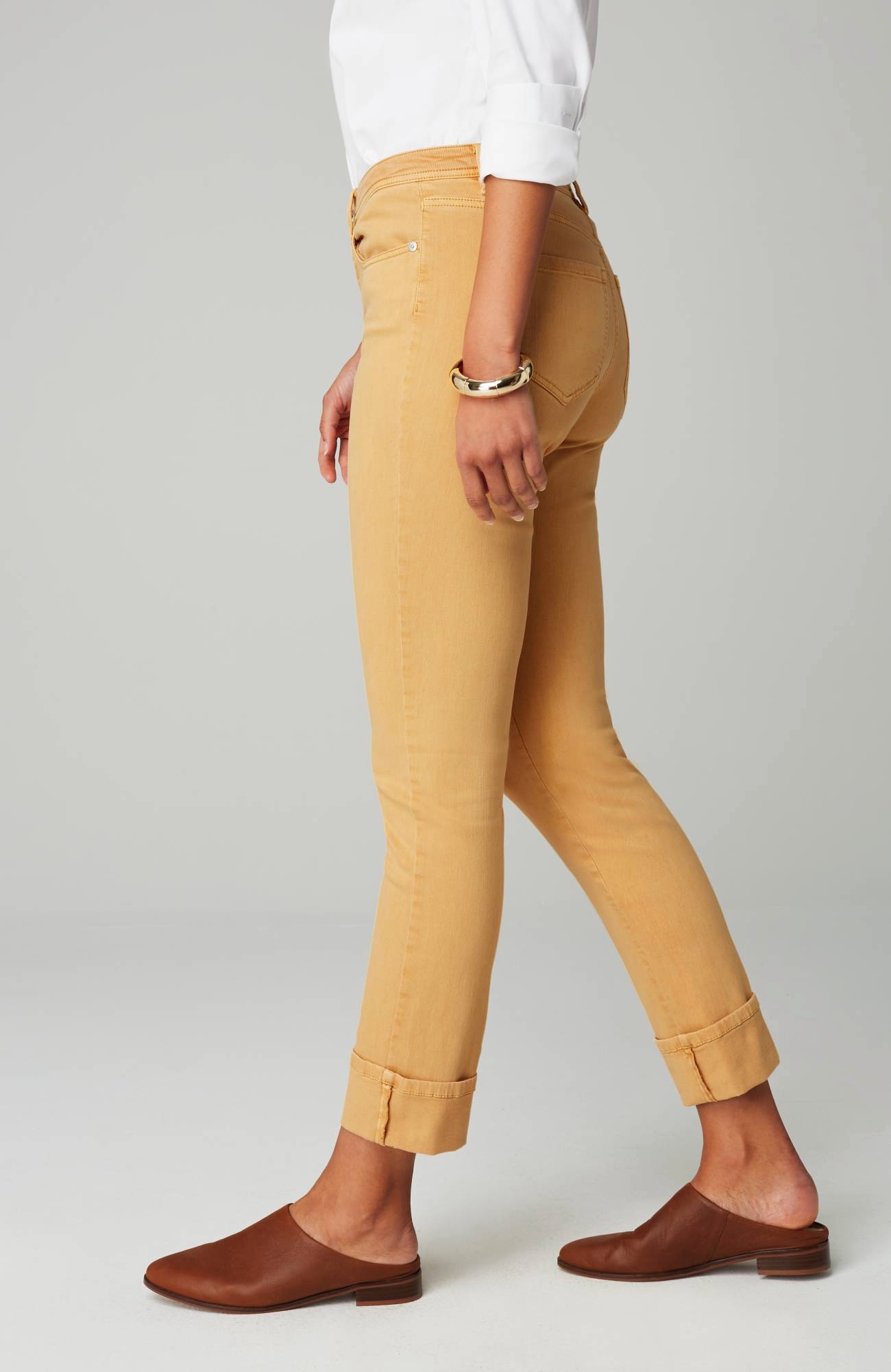 High-Rise Straight-Leg Cuffed Jeans