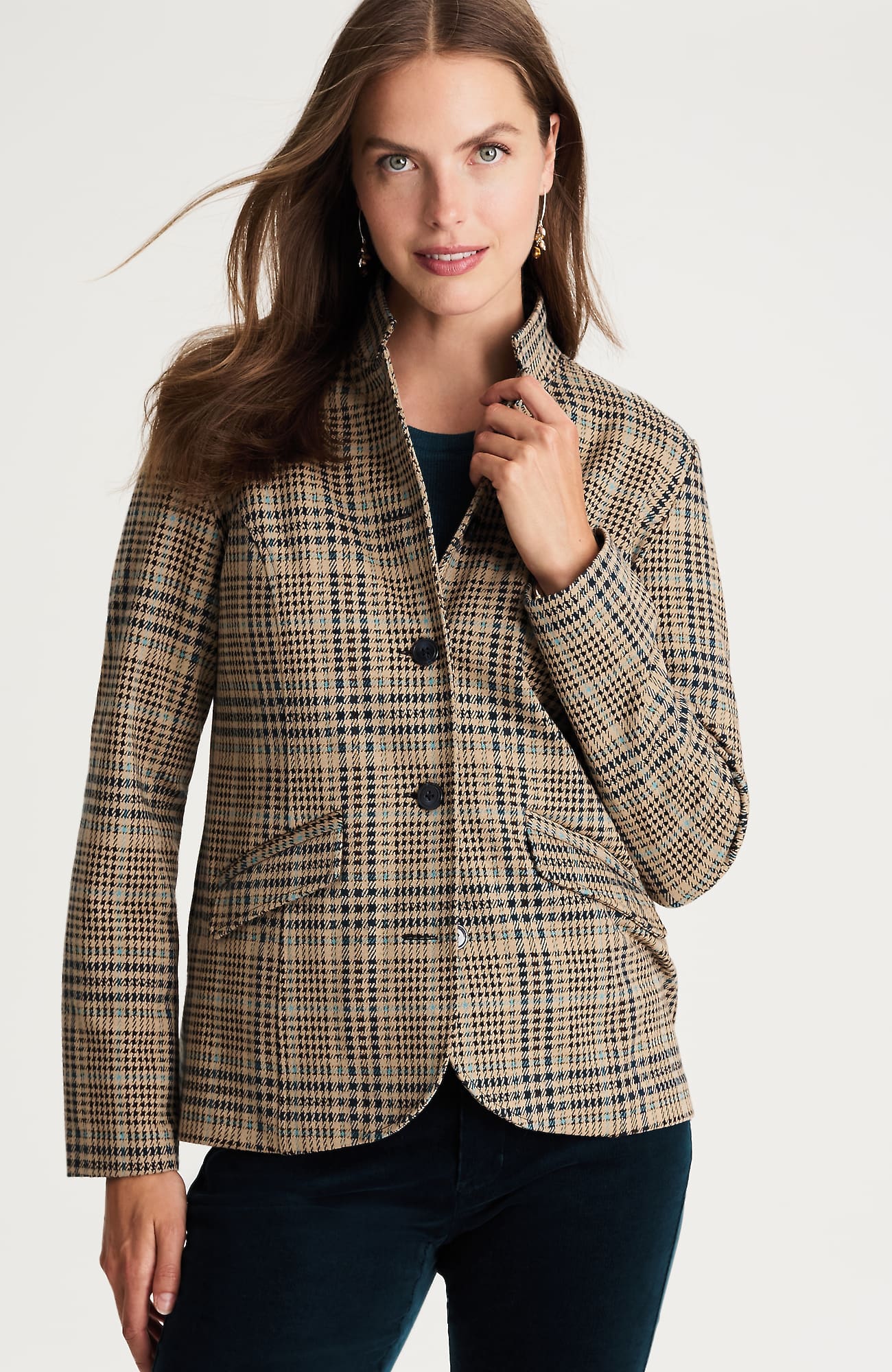 Jjill J.jill Convertible-collar Knit Blazer In Multi