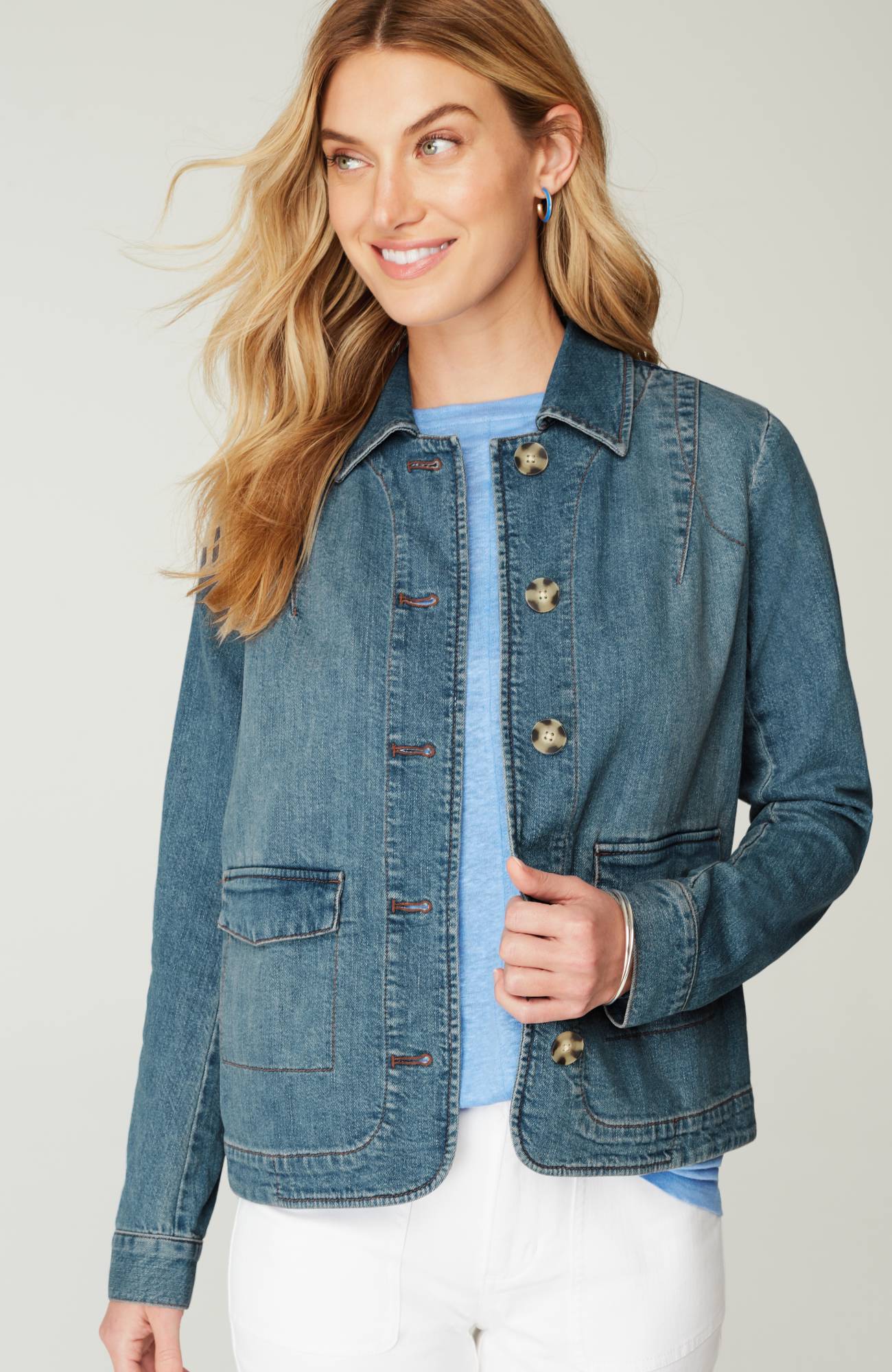 CURVED-HEM DENIM JACKET | JJill