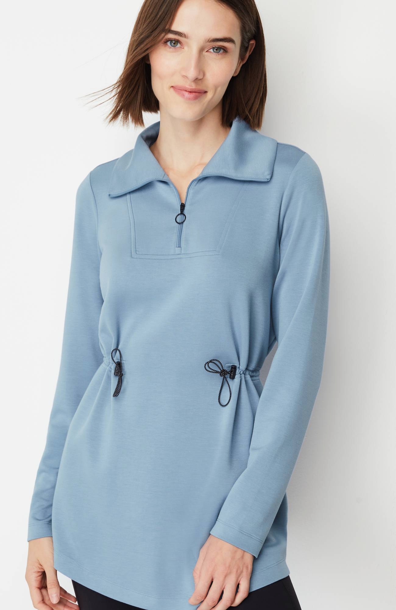 Fit Sleek Double-Knit Cinched-Waist Tunic