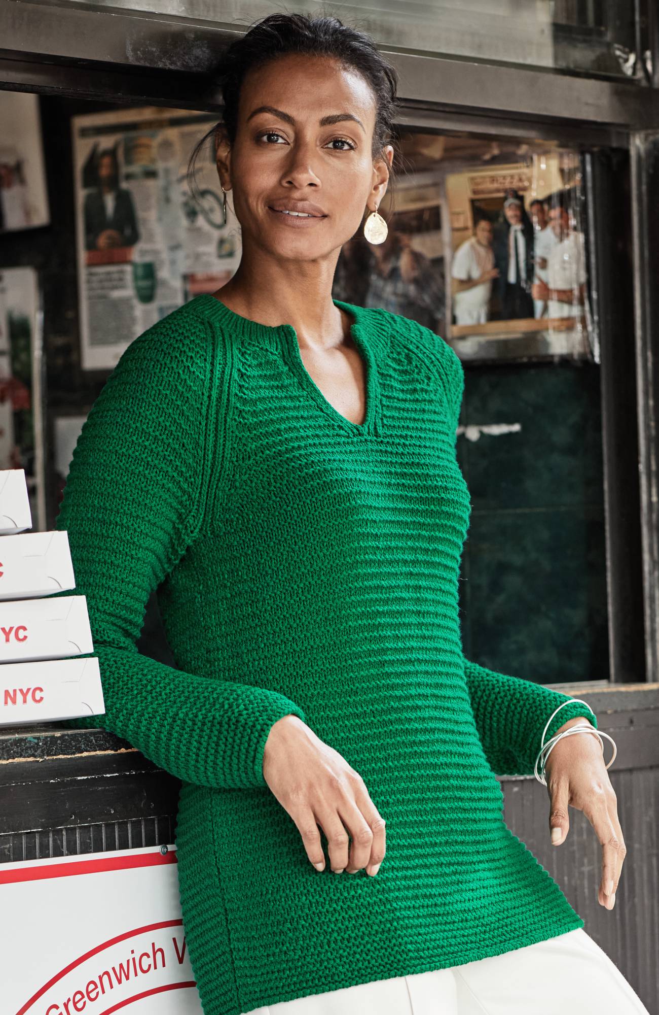 J. Jill Wearever Textured Split-Neck Sweater