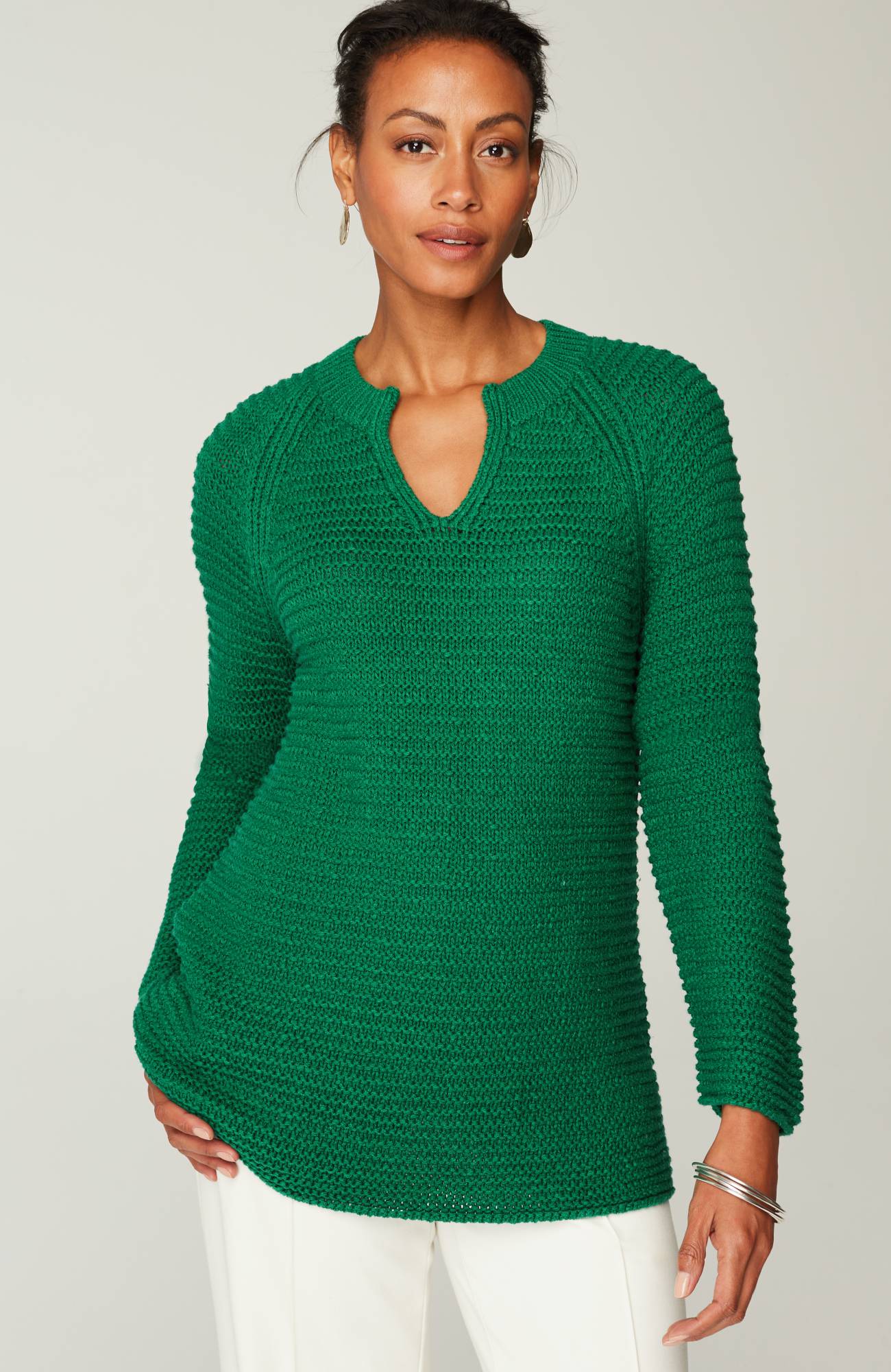 Wearever Textured Split-Neck Sweater