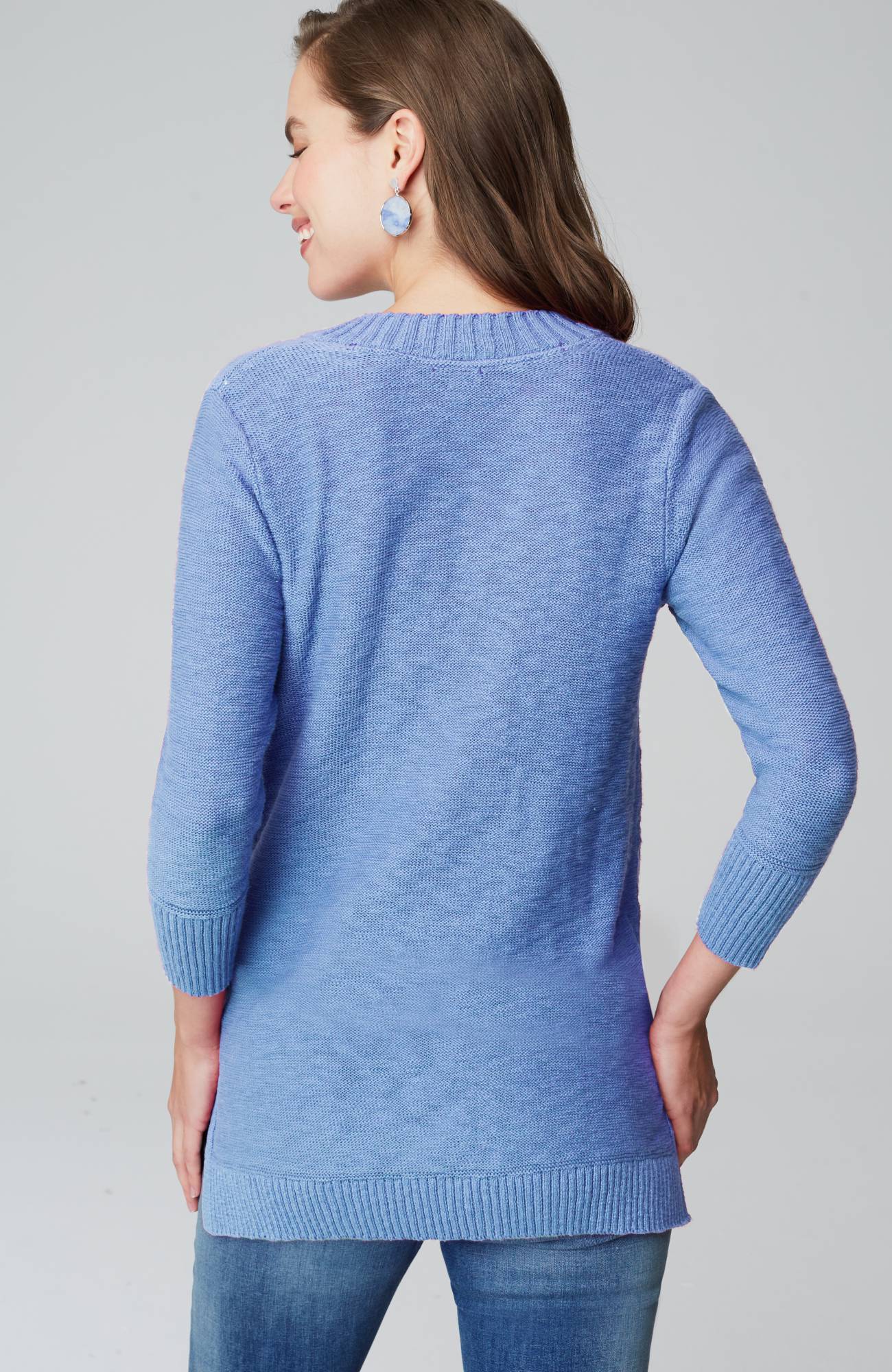 Slub Rib-Trimmed Sweater Tunic