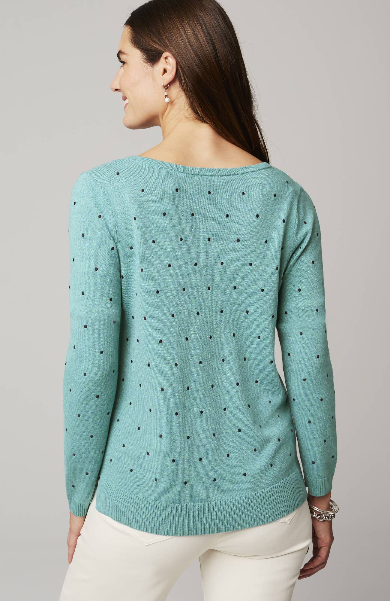 Embroidered-Dots V-Neck Sweater