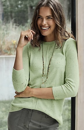 Image for Tweed Pintucked Pullover Sweater