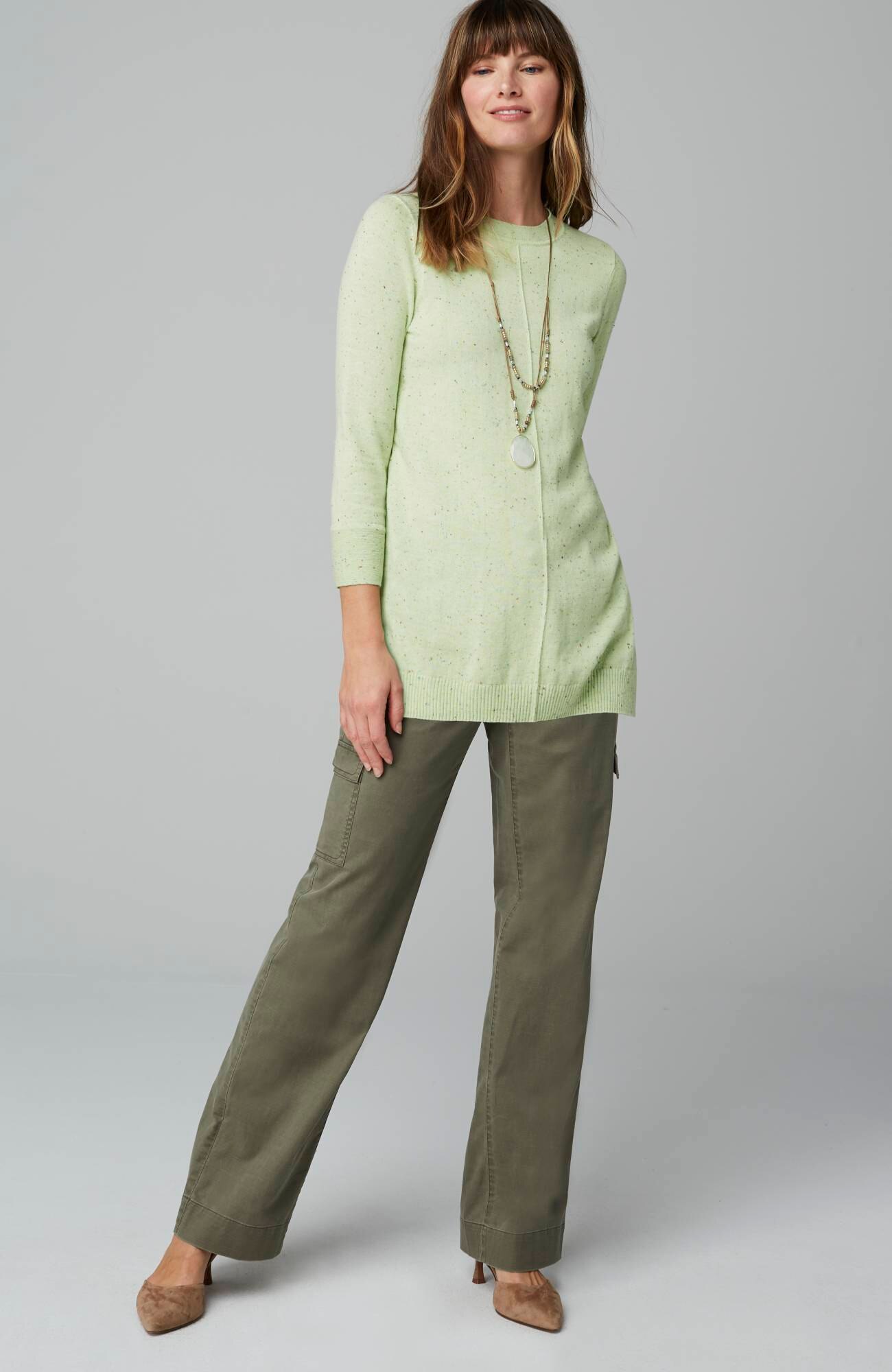 Tweed Pintucked Pullover Sweater