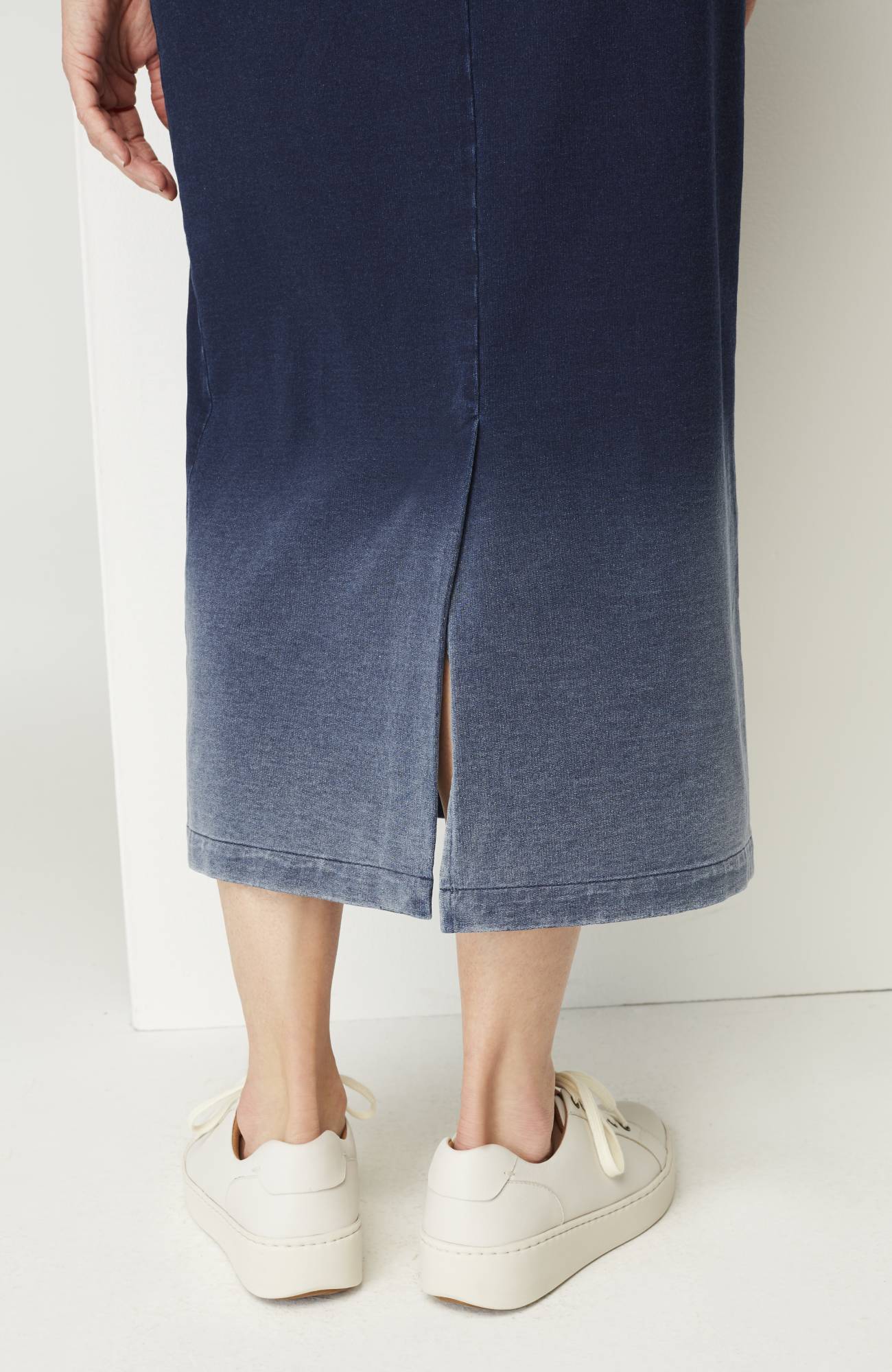 Pure Jill Indigo Dip-Dyed Midi Skirt