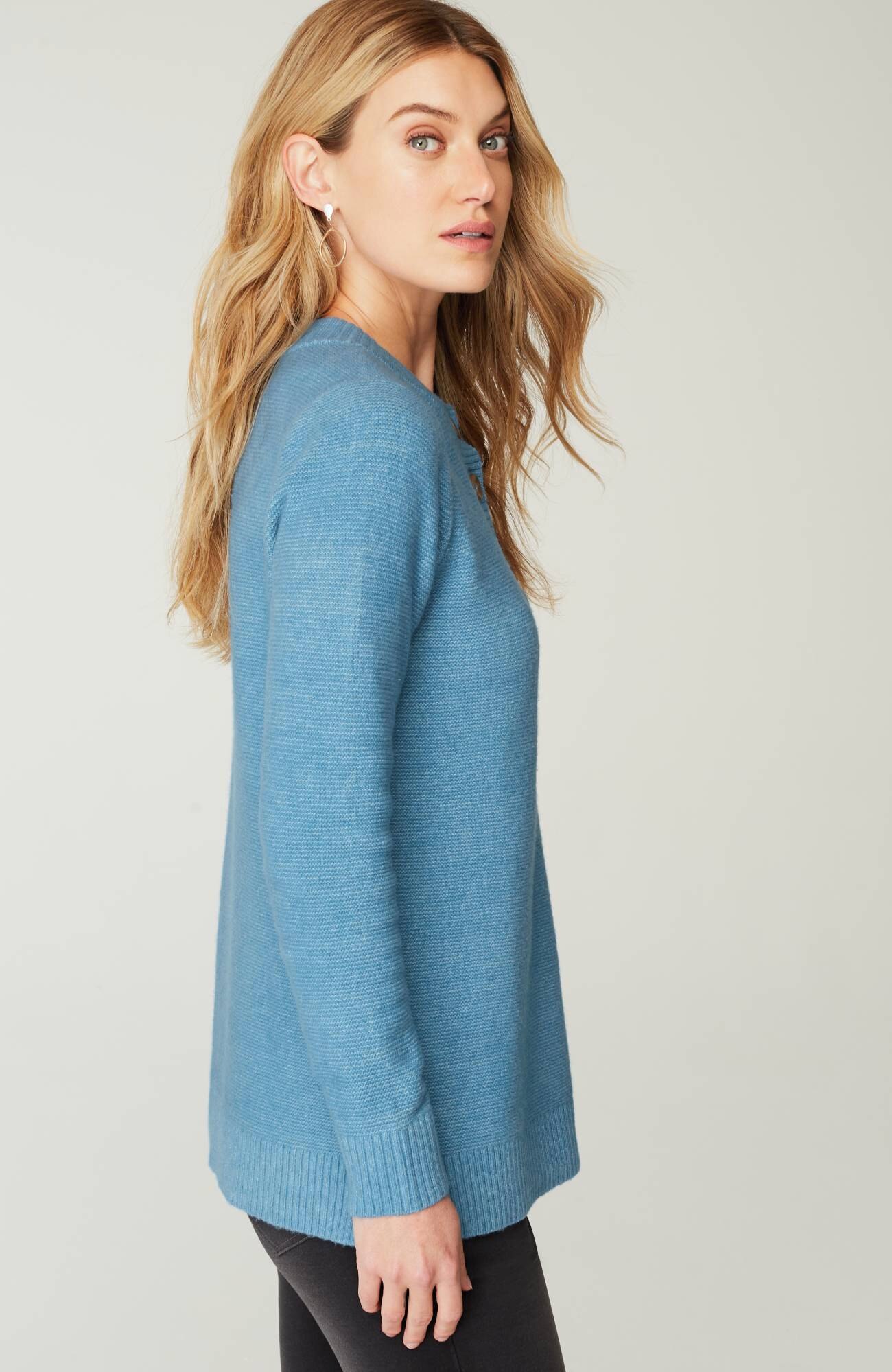 Pure Jill Button-Front Crew-Neck Sweater