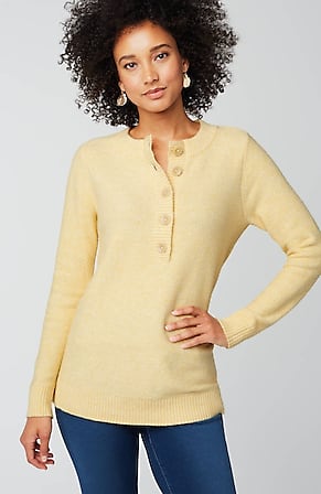 Image for Pure Jill Button-Front Crew-Neck Sweater