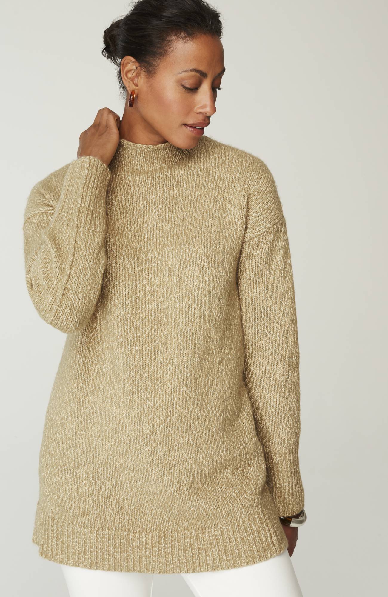 Pure Jill Slub-Textured Seamed Sweater