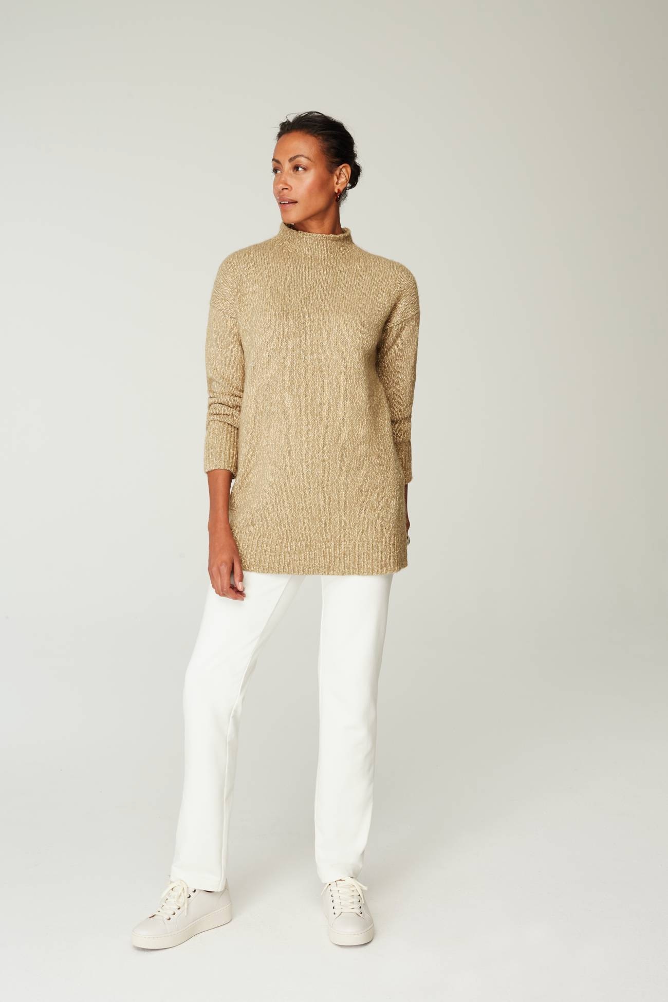 Pure Jill Slub-Textured Seamed Sweater