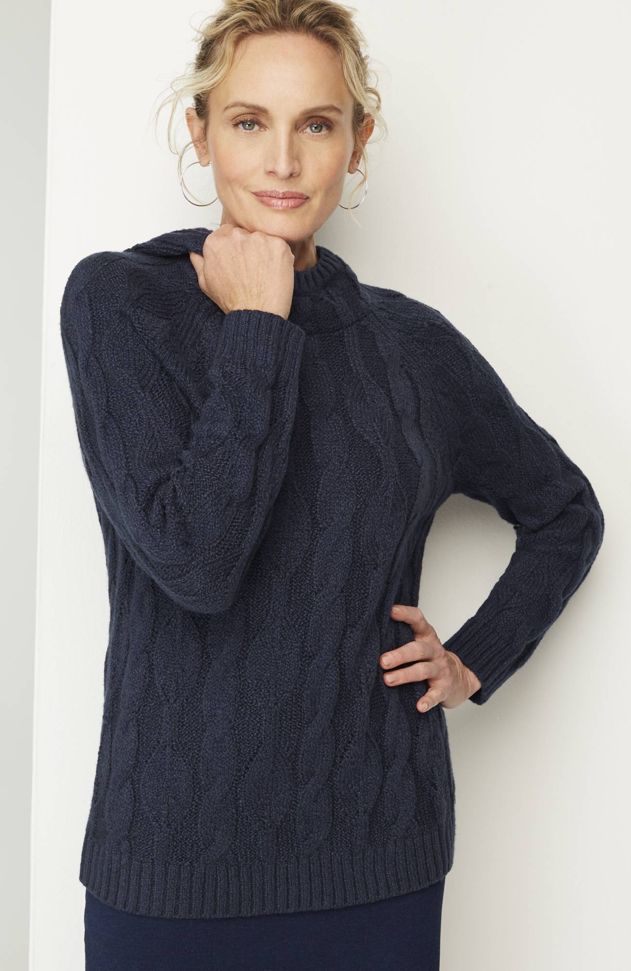 Pure Jill Cable Hooded Sweater