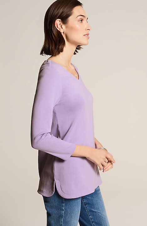 pima 3/4-sleeve v-neck tee
