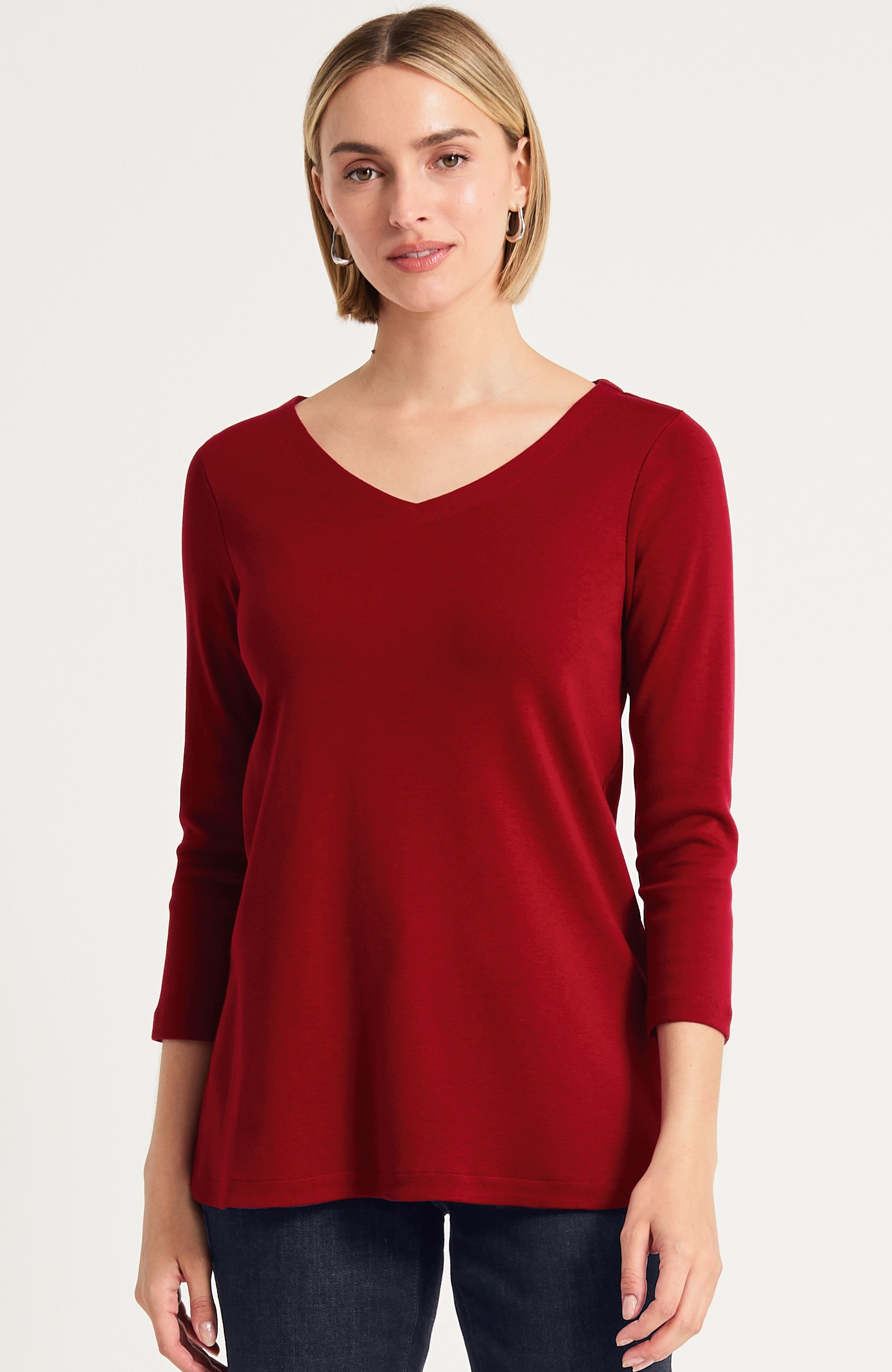 Pima 3/4-Sleeve V-Neck Tee