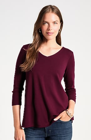 Image for Pima 3/4-Sleeve V-Neck Tee