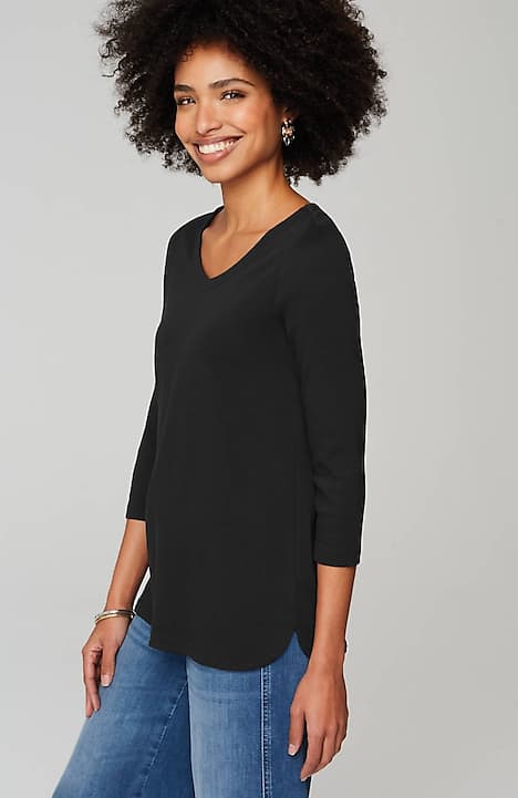 pima 3/4-sleeve v-neck tee