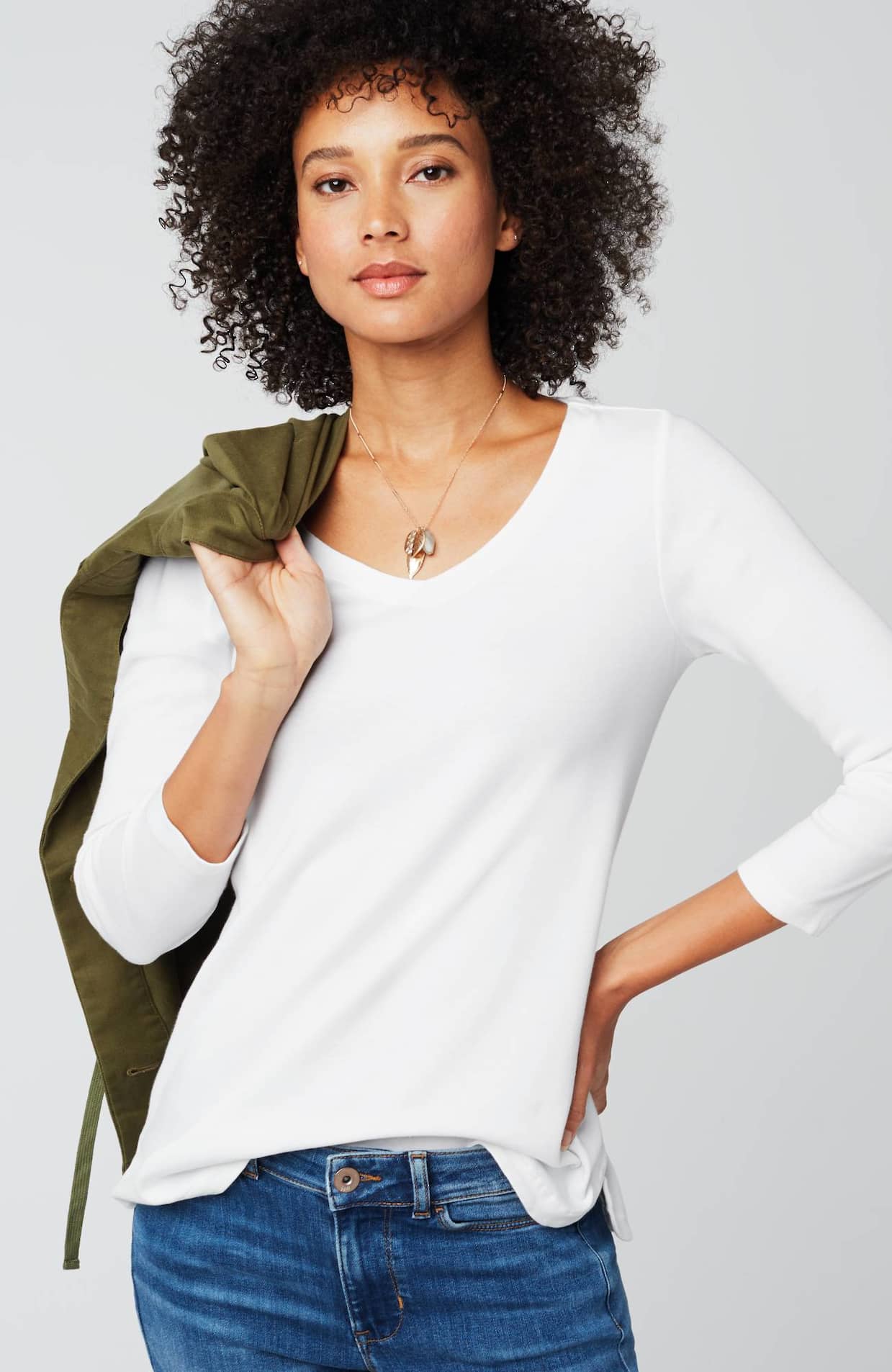 J Jill XL Perfect Pima 3/4 Sleeve Scoop Neck Tee White Outlet