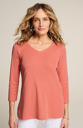 Image for Pima 3/4-Sleeve V-Neck Tee