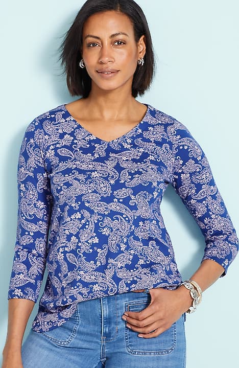 T-shirt J. Jill Manches Longues Col V – Coton Pima Orange – Taille XL – Automne/Halloween