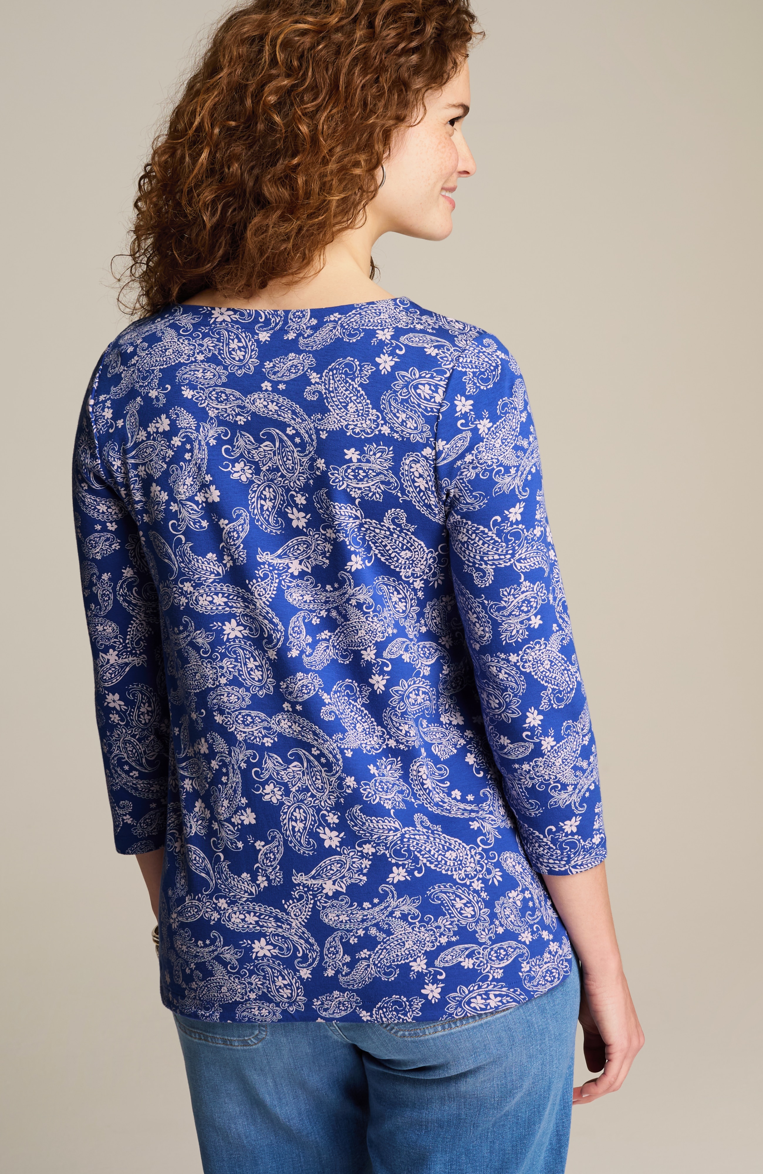 pima 3/4-sleeve v-neck tee