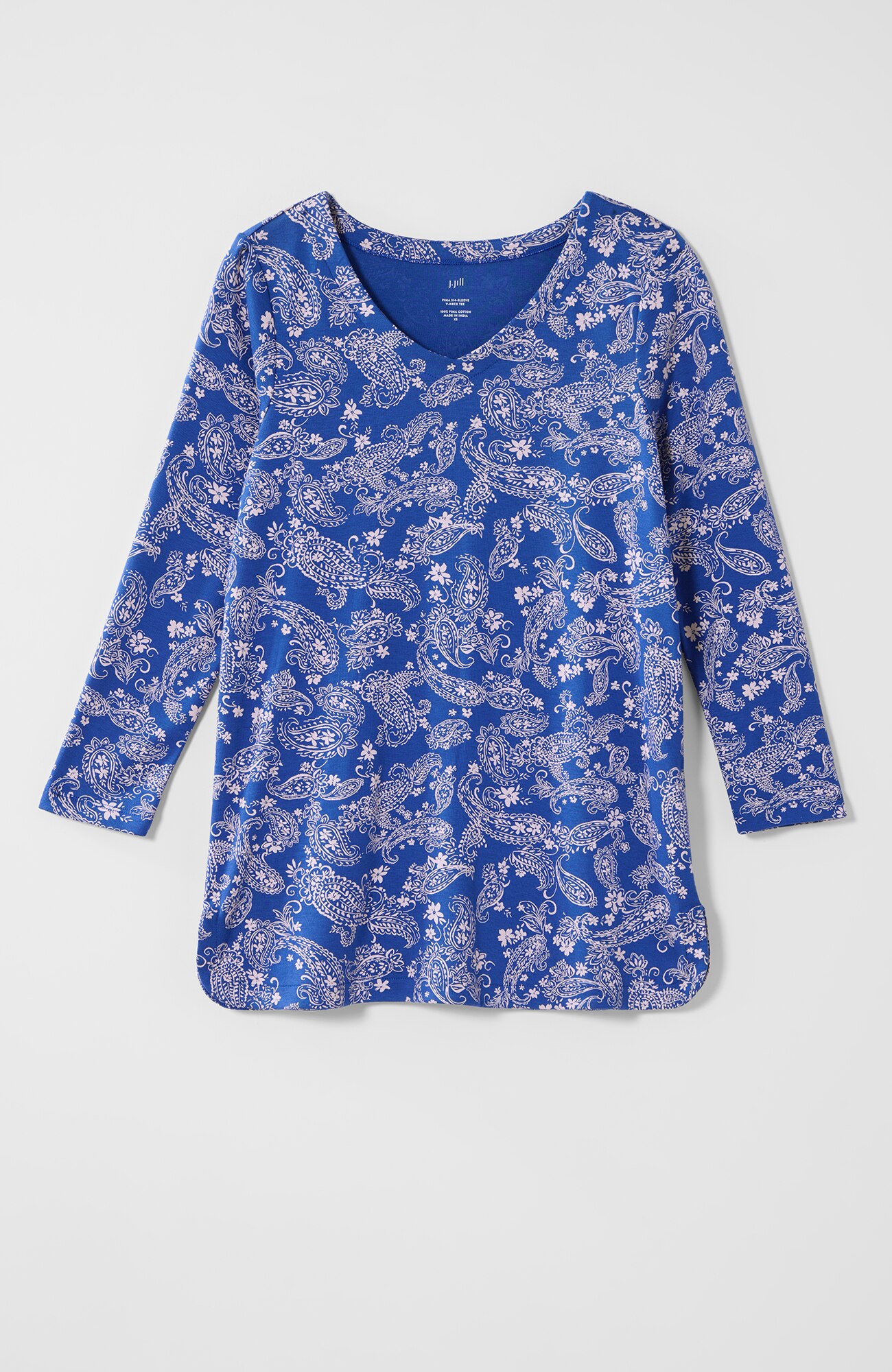 Pima 3/4-Sleeve V-Neck Tee | JJill