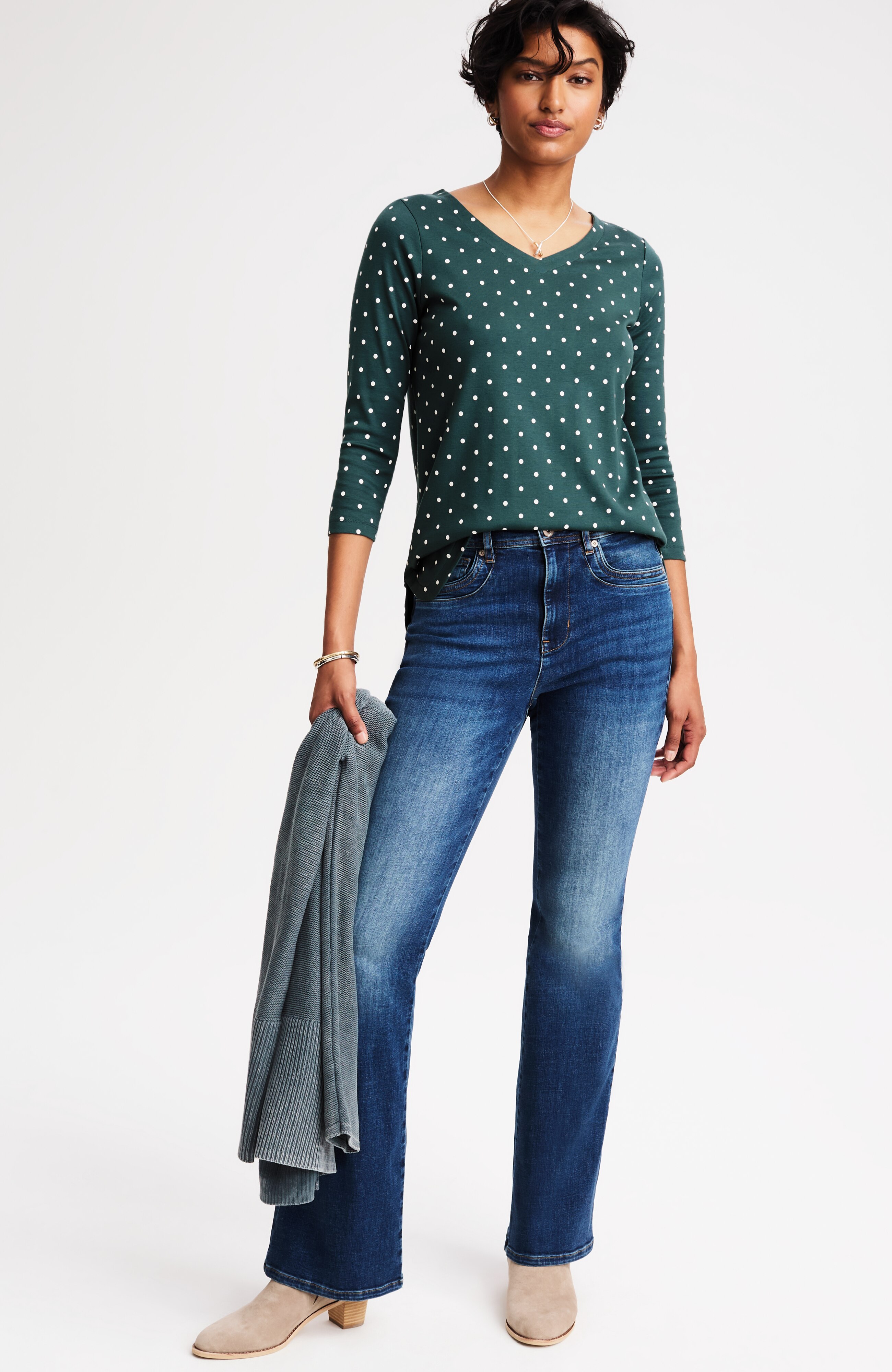 Find Your Color Or Print: J.Jill Pima 3/4-Sleeve V-Neck Tee
