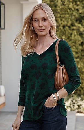 Image for Pima 3/4-Sleeve V-Neck Tee