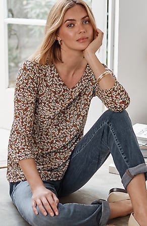 Image for Pima 3/4-Sleeve V-Neck Tee