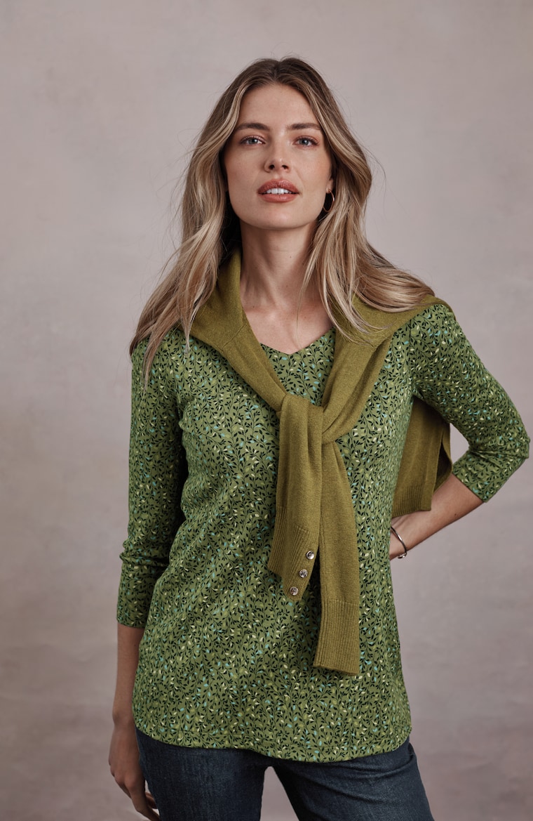 Primary view of the pima 3/4-sleeve v-neck tee