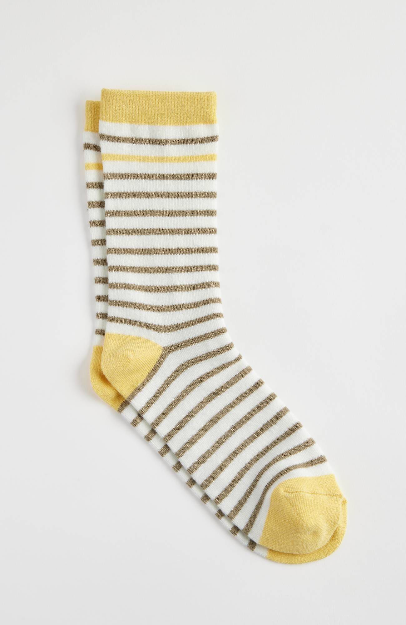 Jjill J.jill Rayon-from-bamboo Color-pop Striped Crew Socks In Lemon Multi