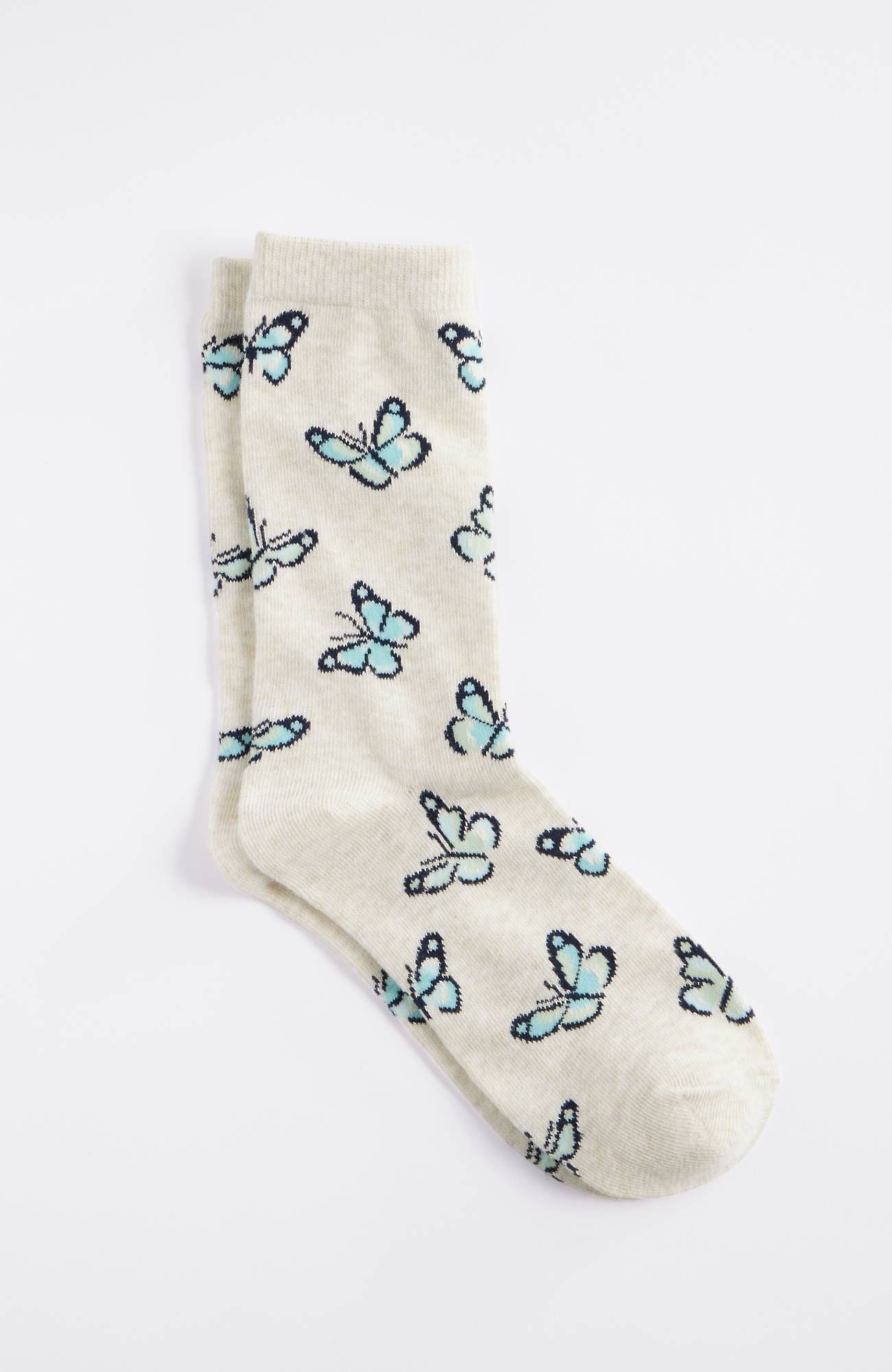 Jjill J.jill Whimsical Butterfly Crew Socks In Soft Oatmeal Heather Multi