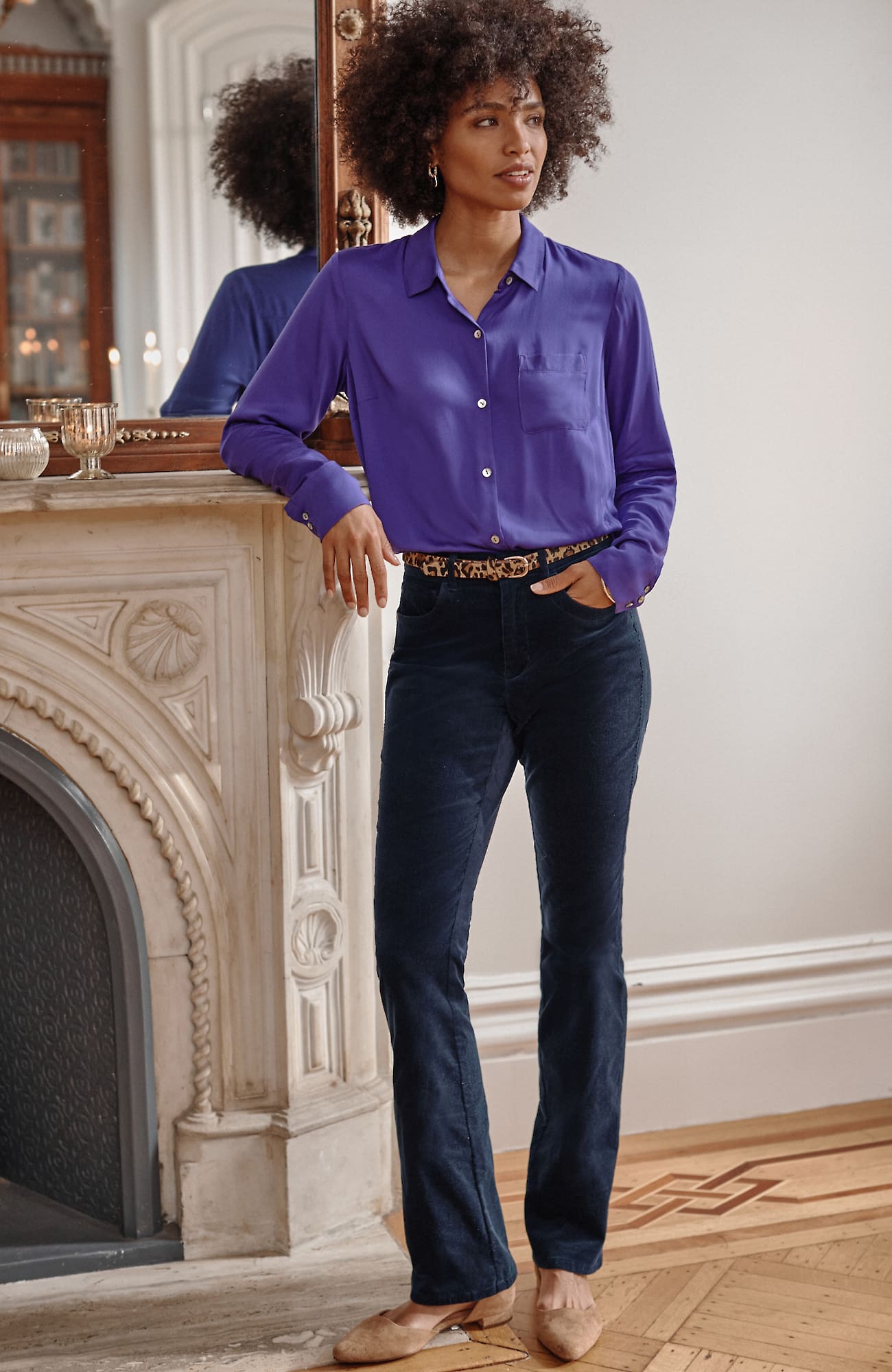 Jjill J.jill High-rise Corduroy Boot-cut Jeans In Navy Blue