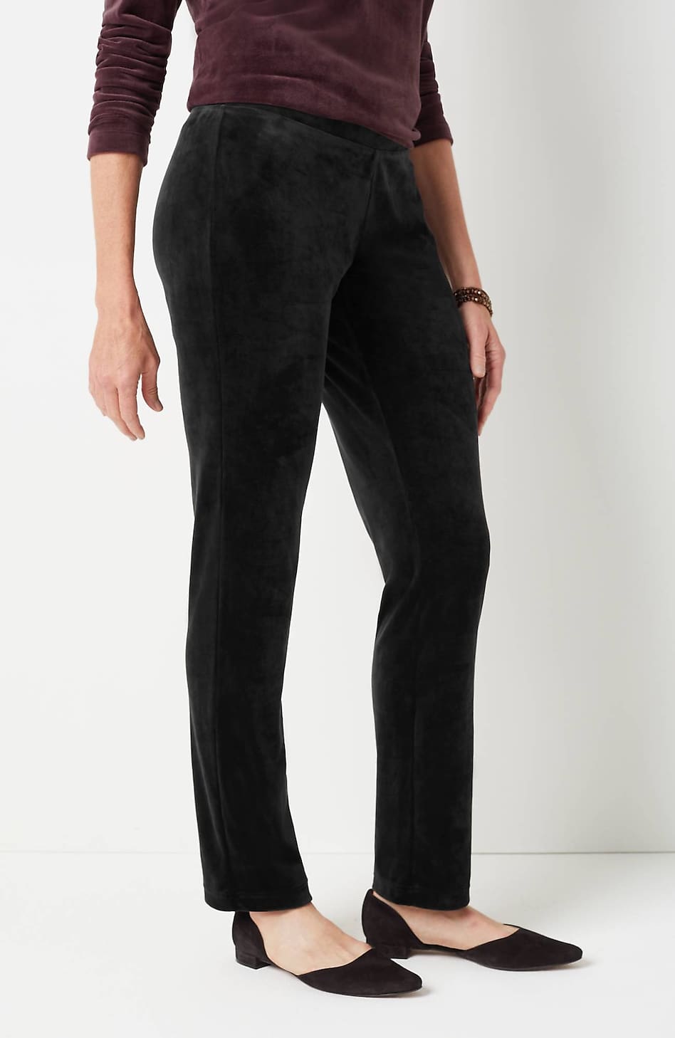 NWT J.Jill Womens Medium Crushed Velour Full Leg Velvet Lounge Pants Rose  Taupe